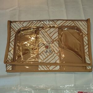 NIP Thirty-One Double Zip Storage Bin "Fawn Patchwork" Llama Embroidery